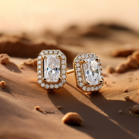 Radiant Solitaire Studs - Shinning Diamond Studs – Silvermist Jewelry